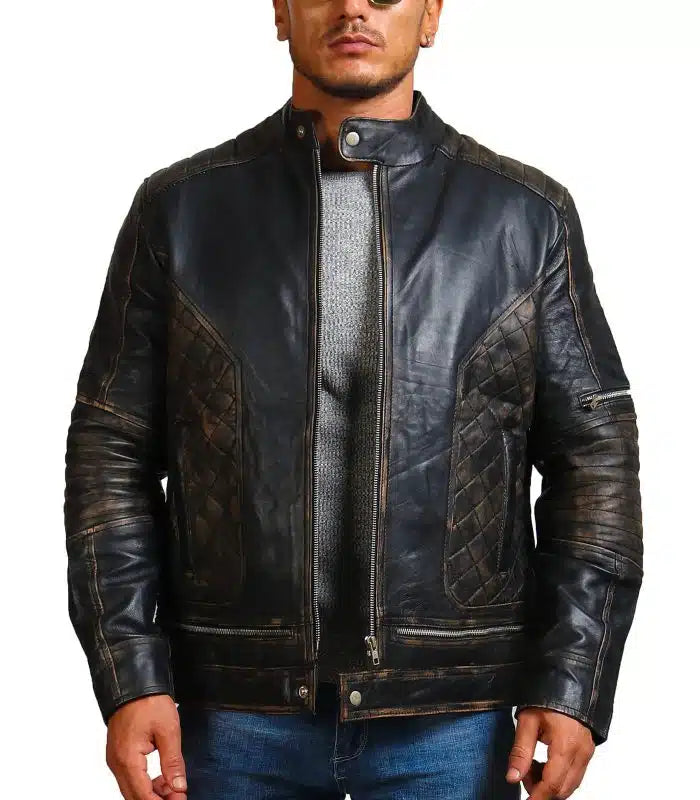 Bones and Skull Black Zipper Biker Jacket