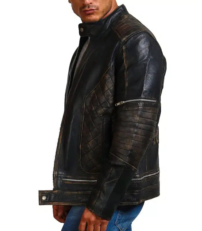 Bones and Skull Black Zipper Biker Jacket