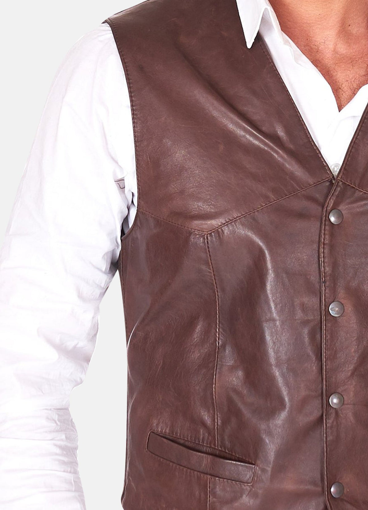 Mens Brown Real Leather Vest