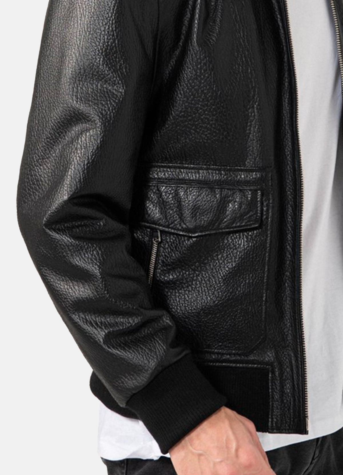 Mens Patterned Black Leather Jacket