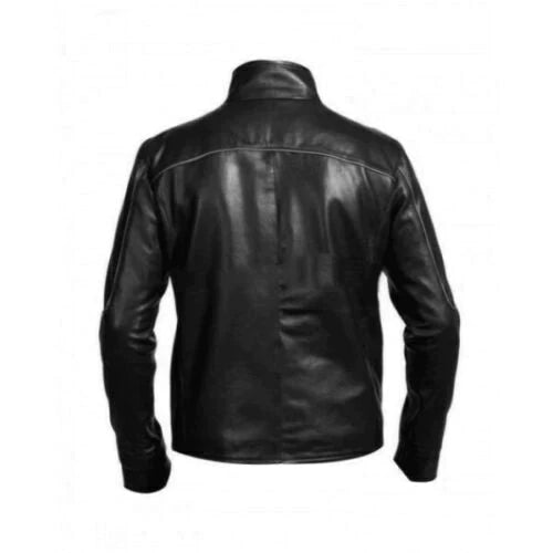 MotorCycleJackets Punisher Skull Head Black Leather Jacket