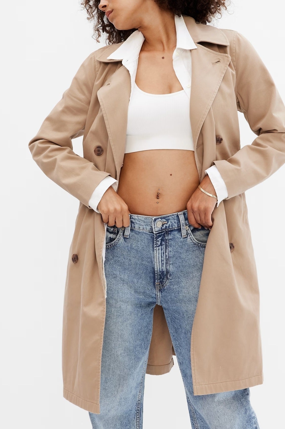 Women Modern Double Breasted Trench Coat