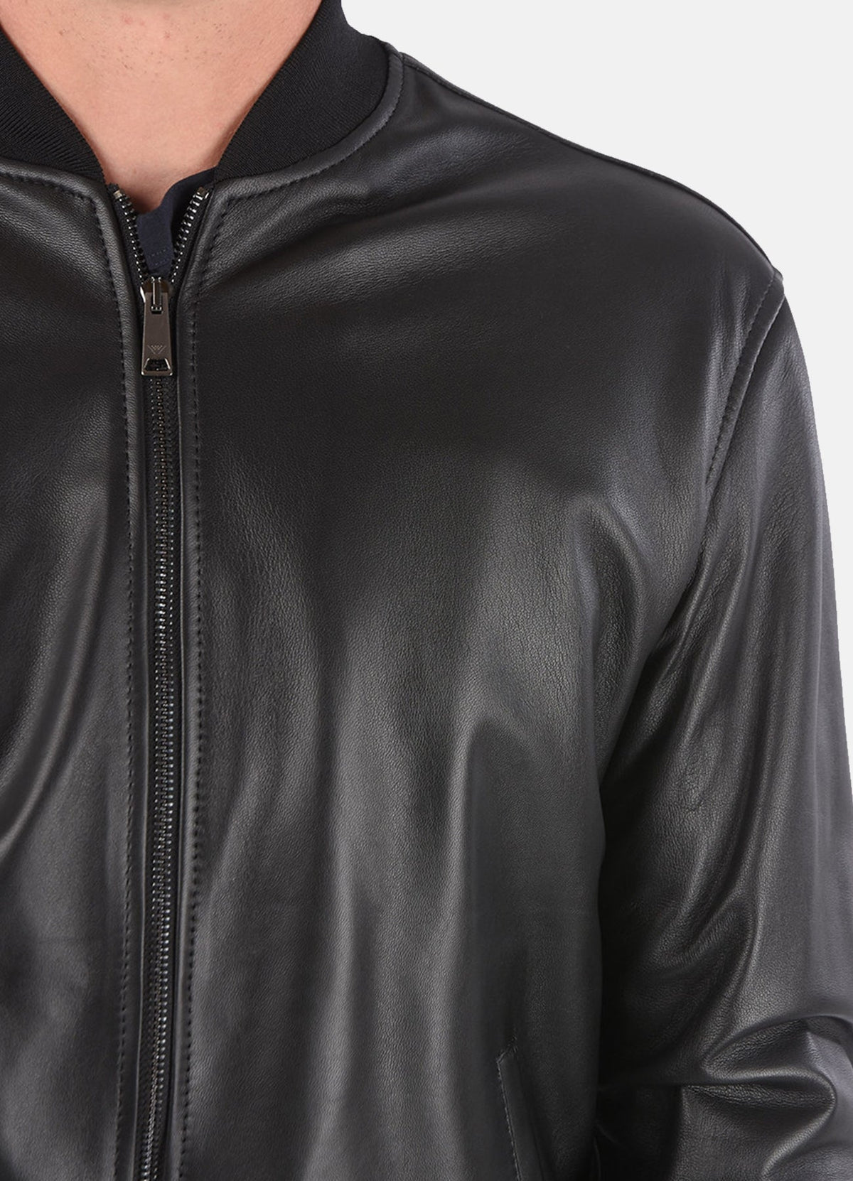 Mens Midnight Black Bomber Leather Jacket