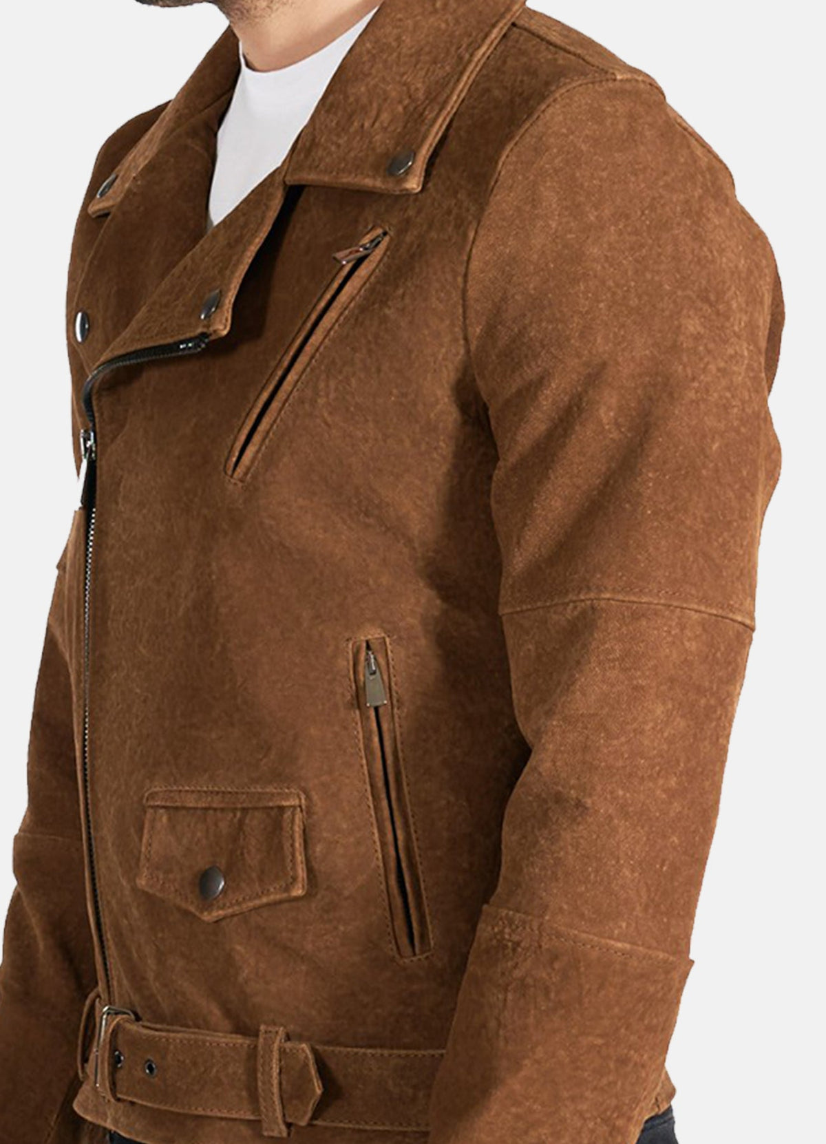 Mens Camel Brown Suede Leather Jacket