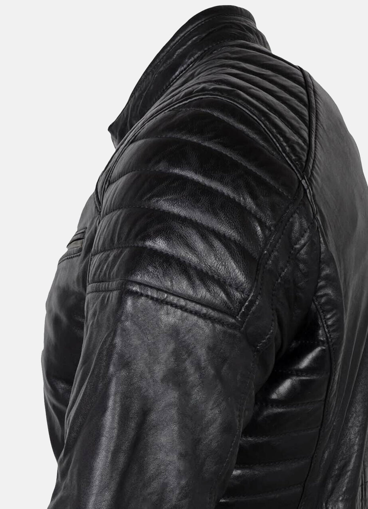 Mens Padded Black Lambskin Leather Jacket