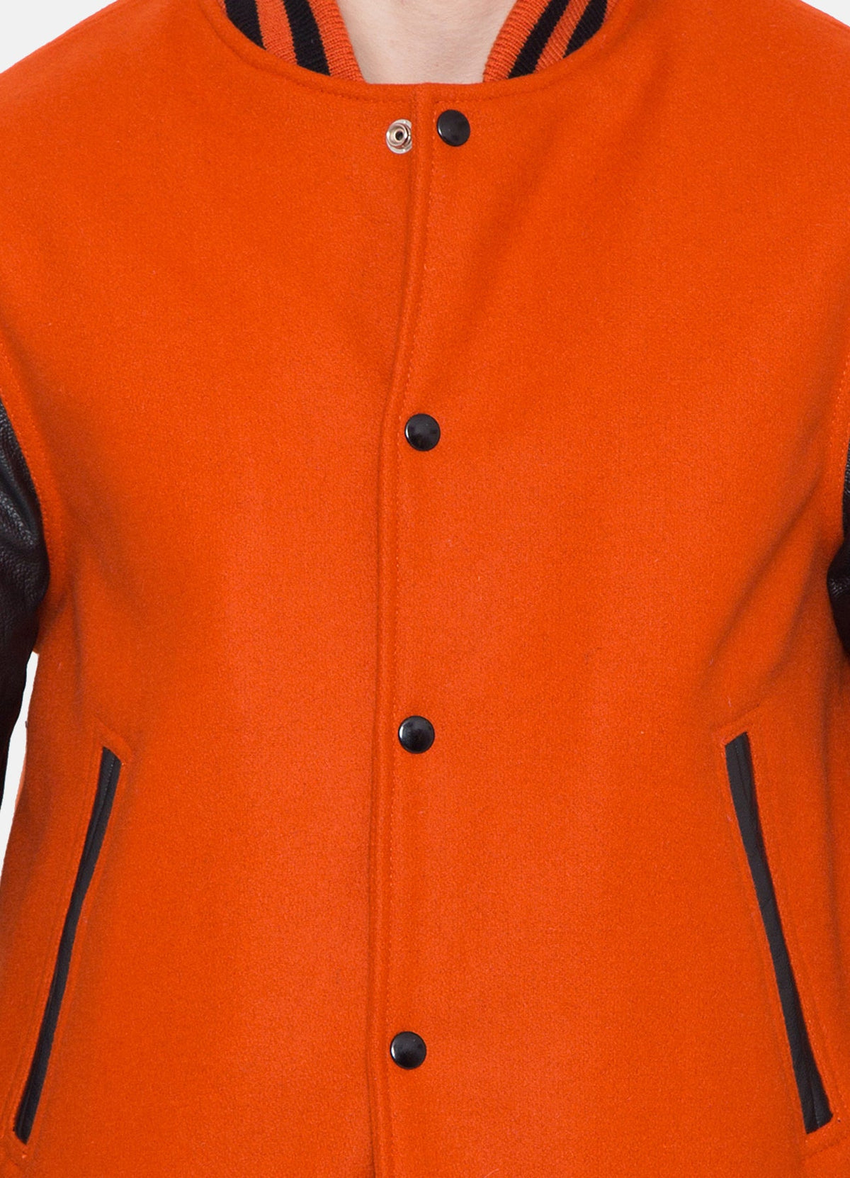 Mens Orange and Black Varsity Jacket