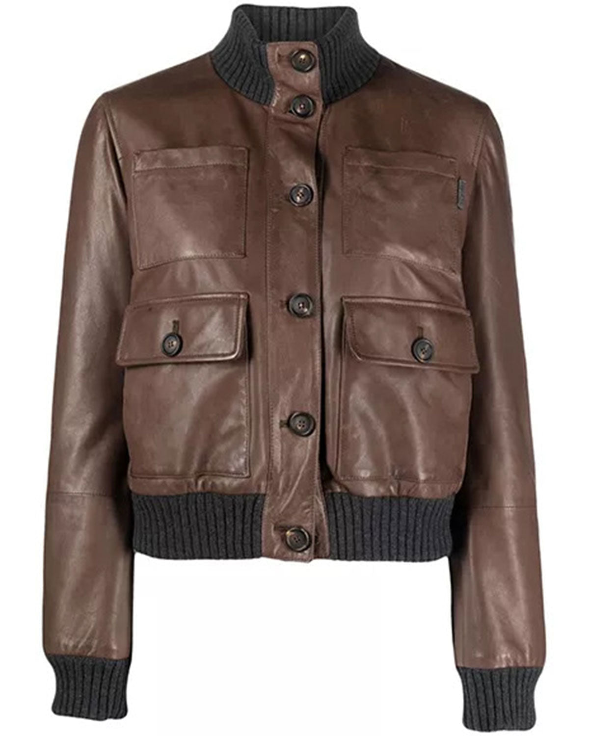 MotorCycleJackets Brown Leather Bomber Jacket Womens