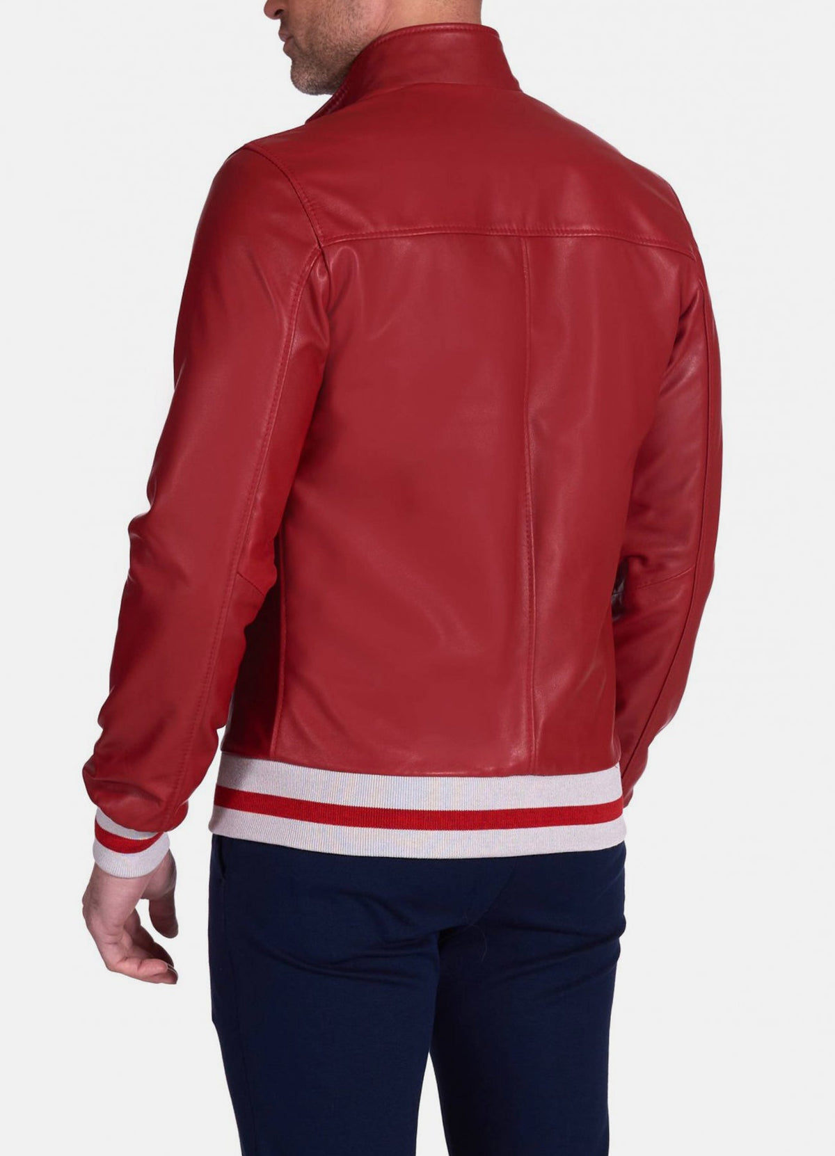 Mens Authentic Red Bomber Leather Jacket