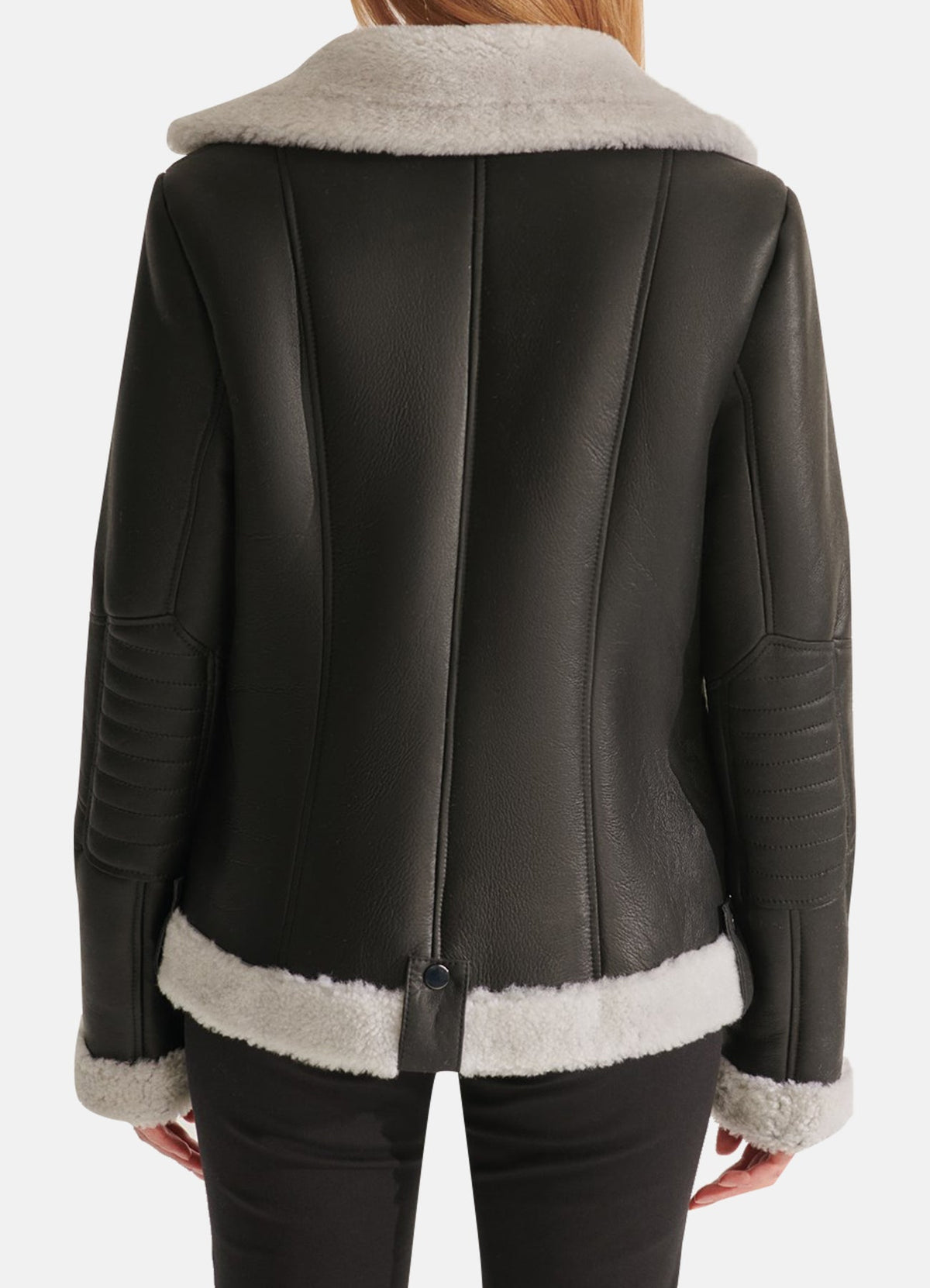 Womens Black Sport Shearling Leather Jacket