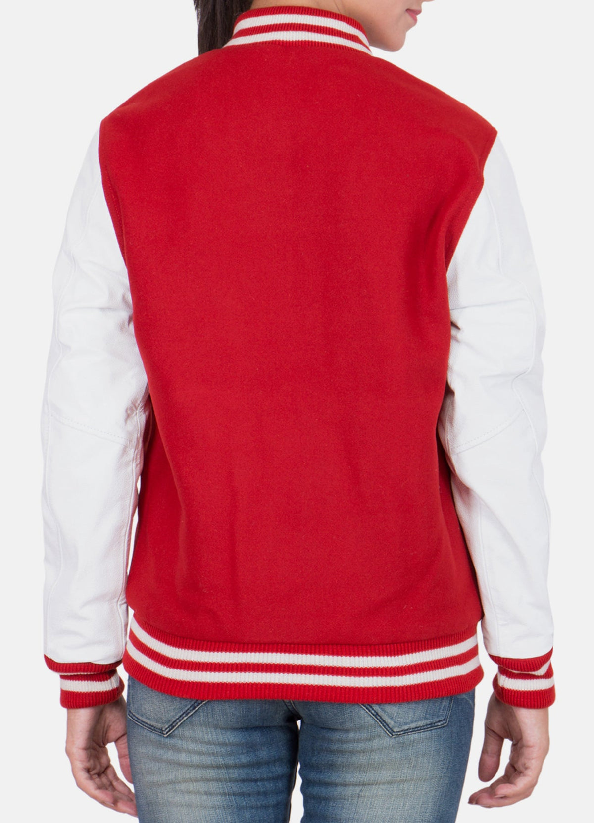 Womens Classic Red and White Varsity Jacket