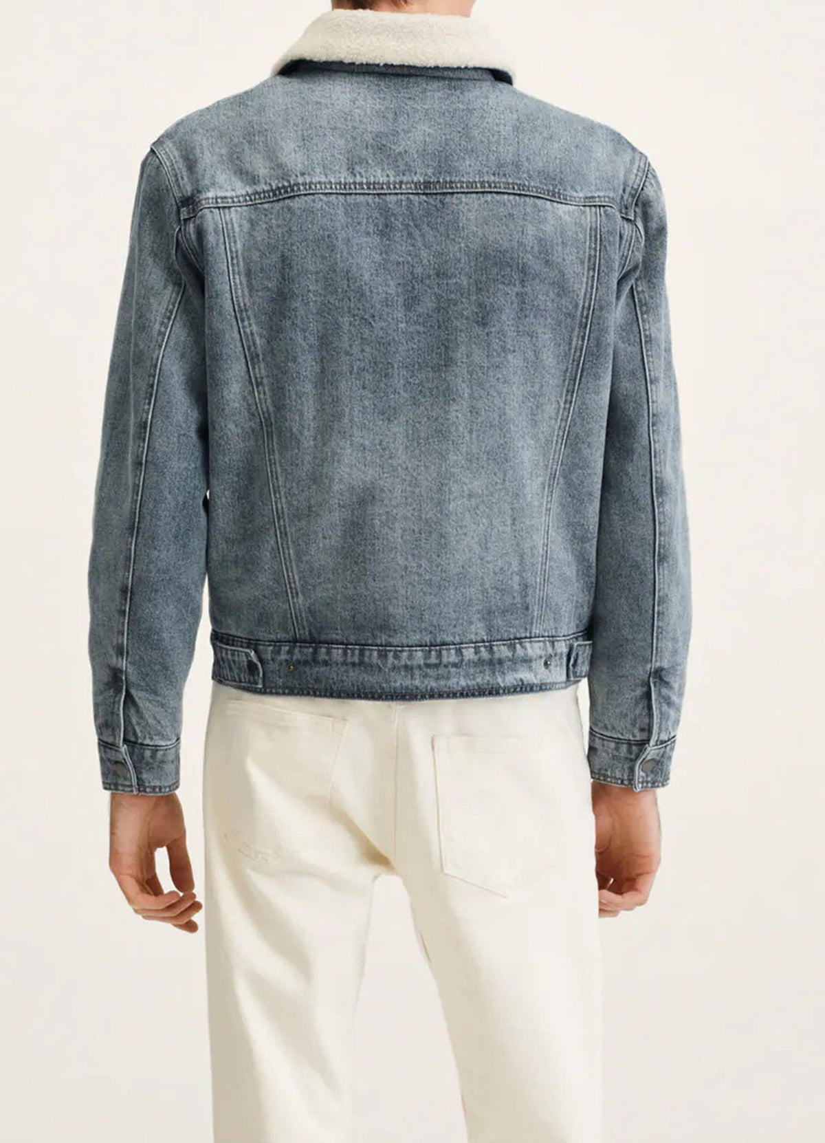 Mens Light Blue Denim Shearling Jacket