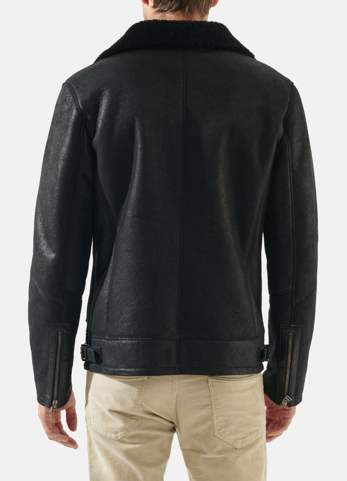 Mens Jade Black Shearling Leather Jacket