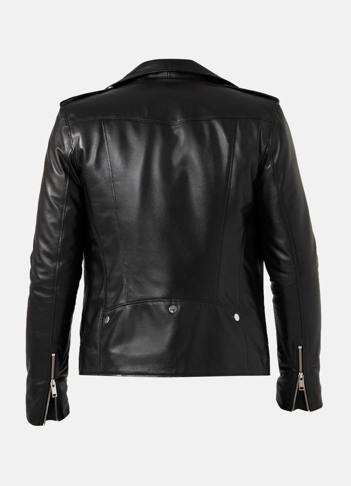 Mens Shiny Black Biker Leather Jacket