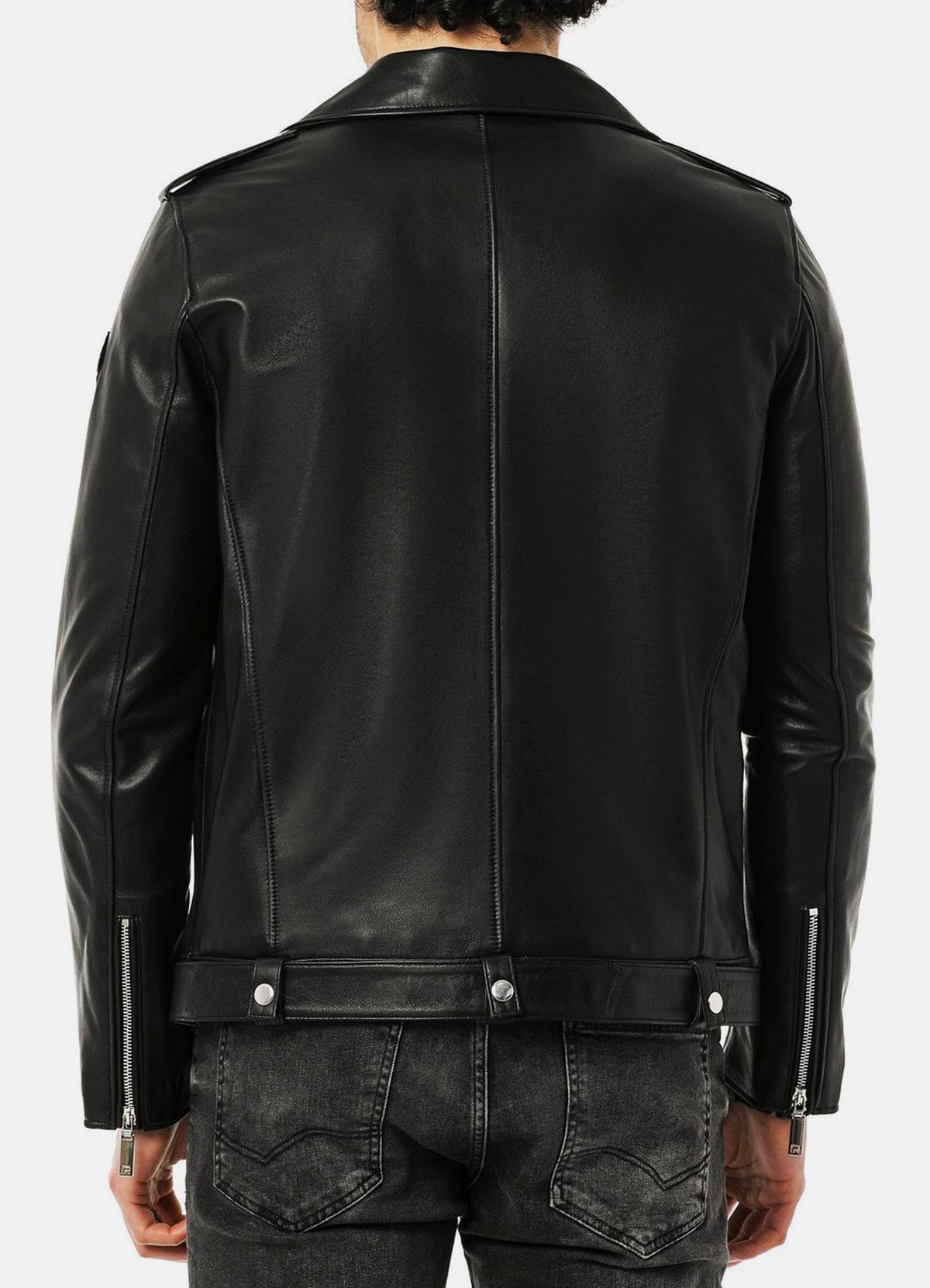 Mens Deep Black Biker Leather Jacket