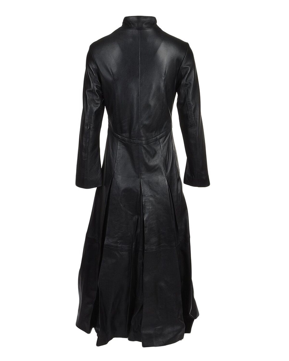 MotorCycleJackets Women's Black Long Length Real Sheepskin Leather Gothic Coat