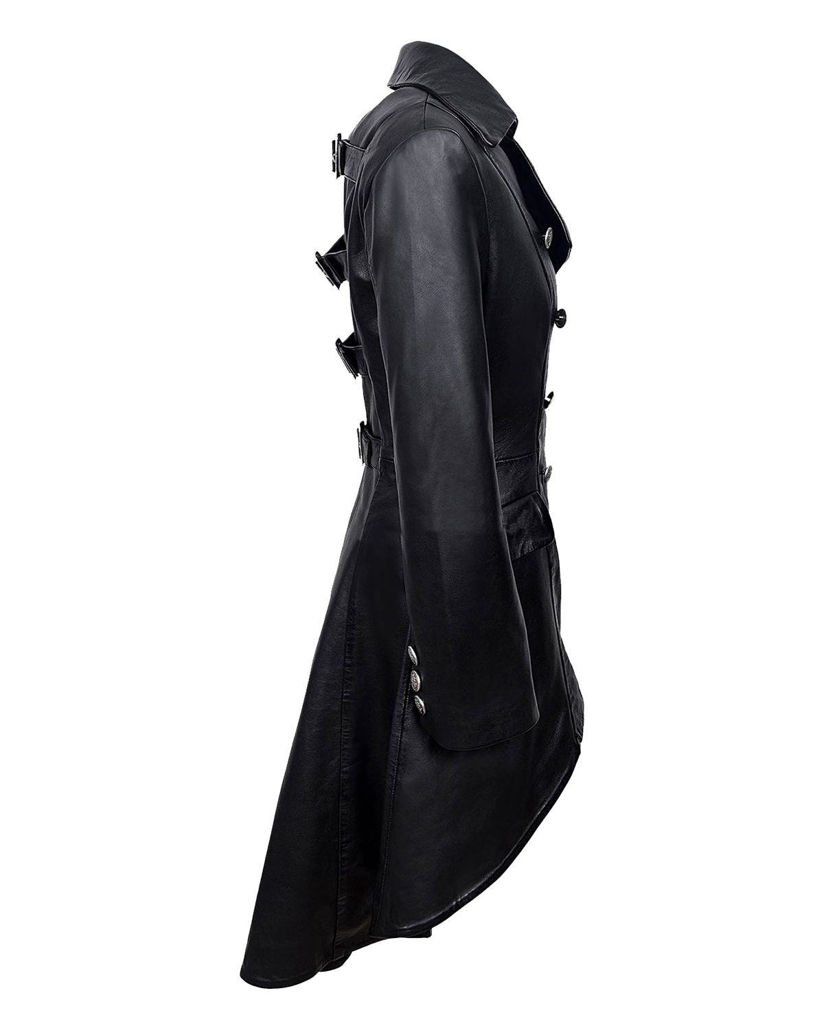 MotorCycleJackets Women's Back Buckle Real Leather Long Gothic Coat