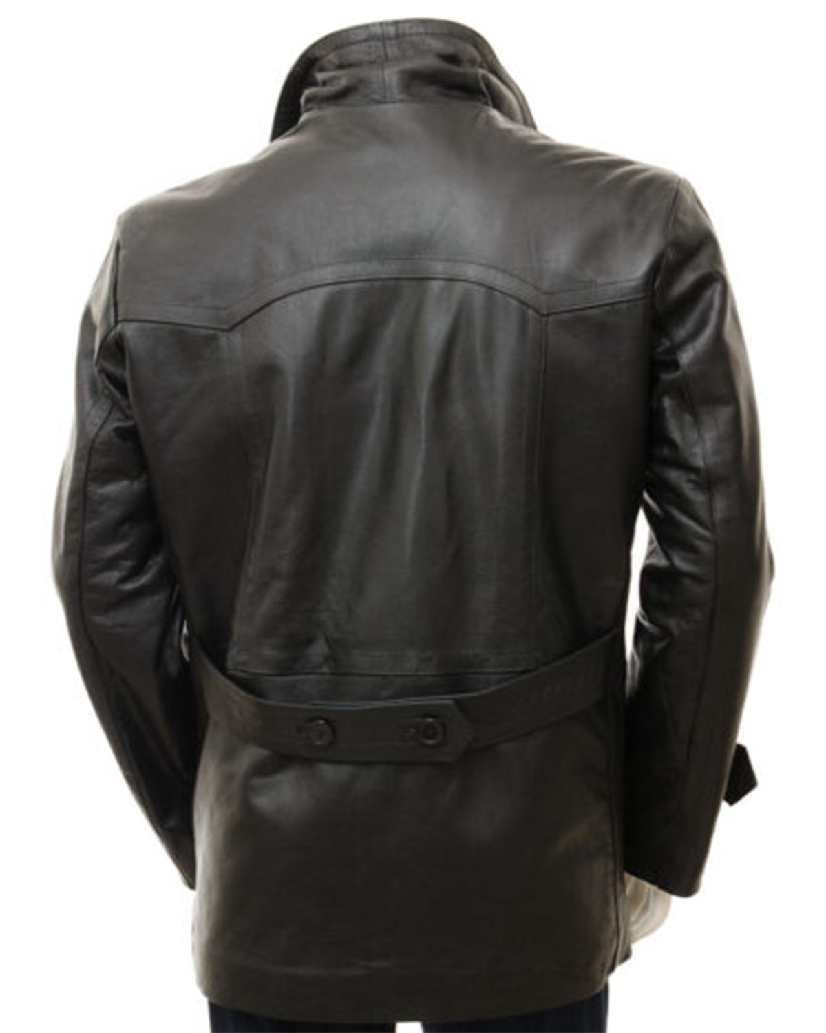 MotorCycleJackets Men's Real Sheepskin Leather Classic Style Peacoat