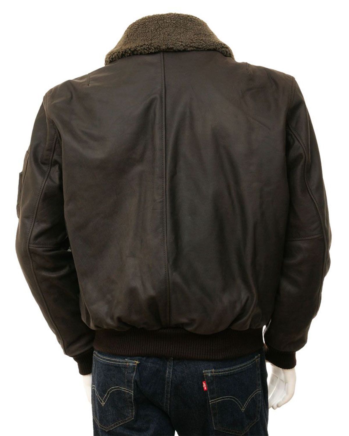 MotorCycleJackets Men's Detachable Collar Aviator Leather Jacket