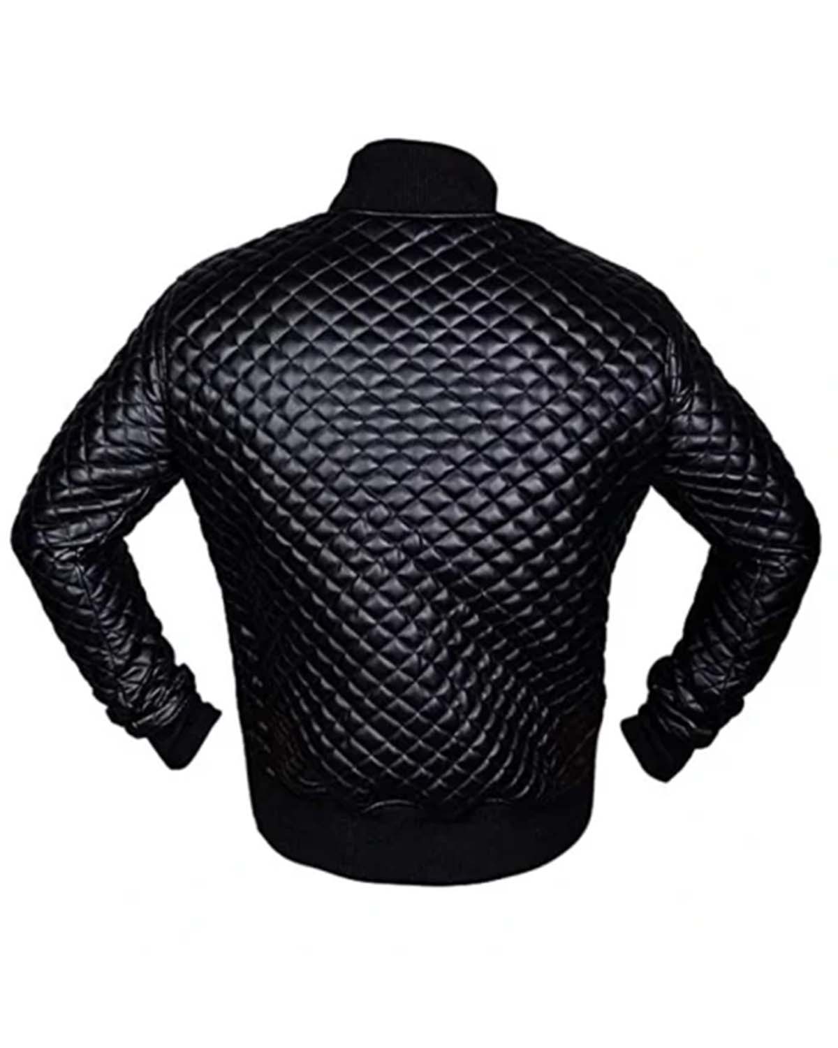 MotorCycleJackets Mens Diamond Quilted Black Motorcycle Bomber Jacket