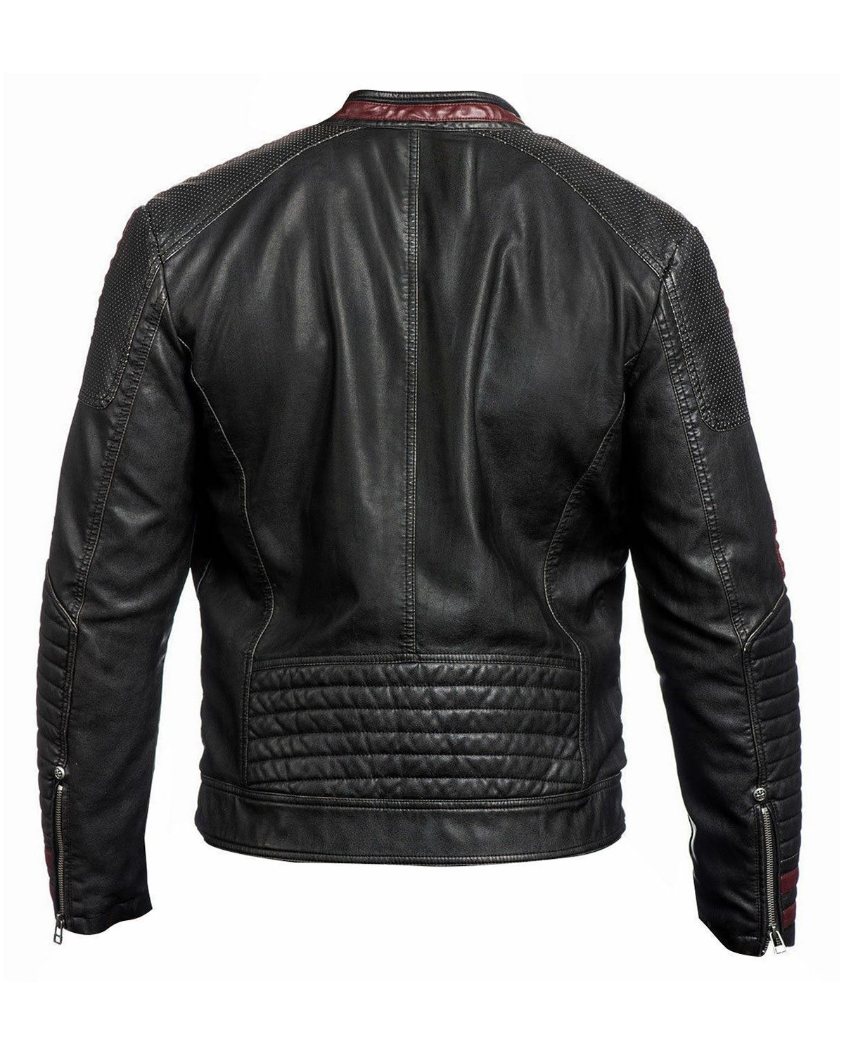 Mens Stylish Black Biker Real Leather Jacket