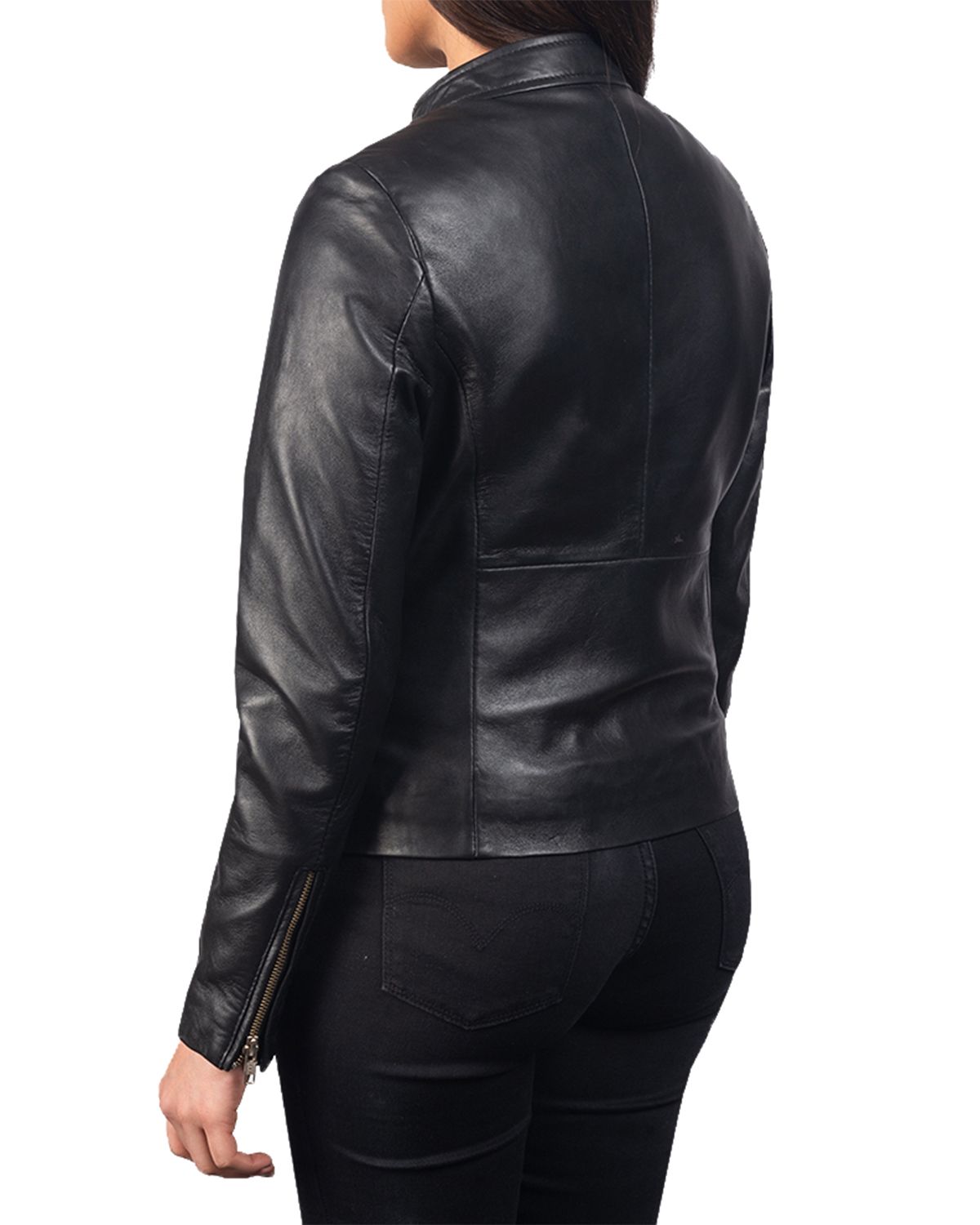 Women's Plain Biker Leather Jacket