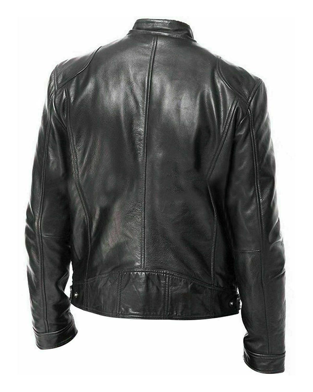 Men's Sword Cafe Racer Biker Real Sheepskin Leather Jacket