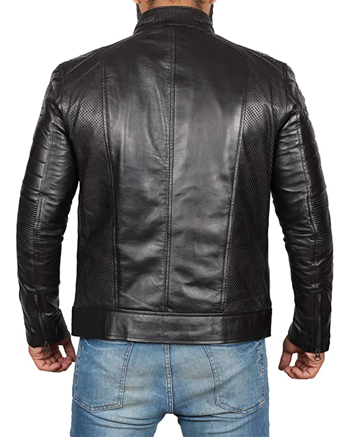 MotorCycleJackets Men's Classic Cafe Racer Motorcycle Real Leather Jacket