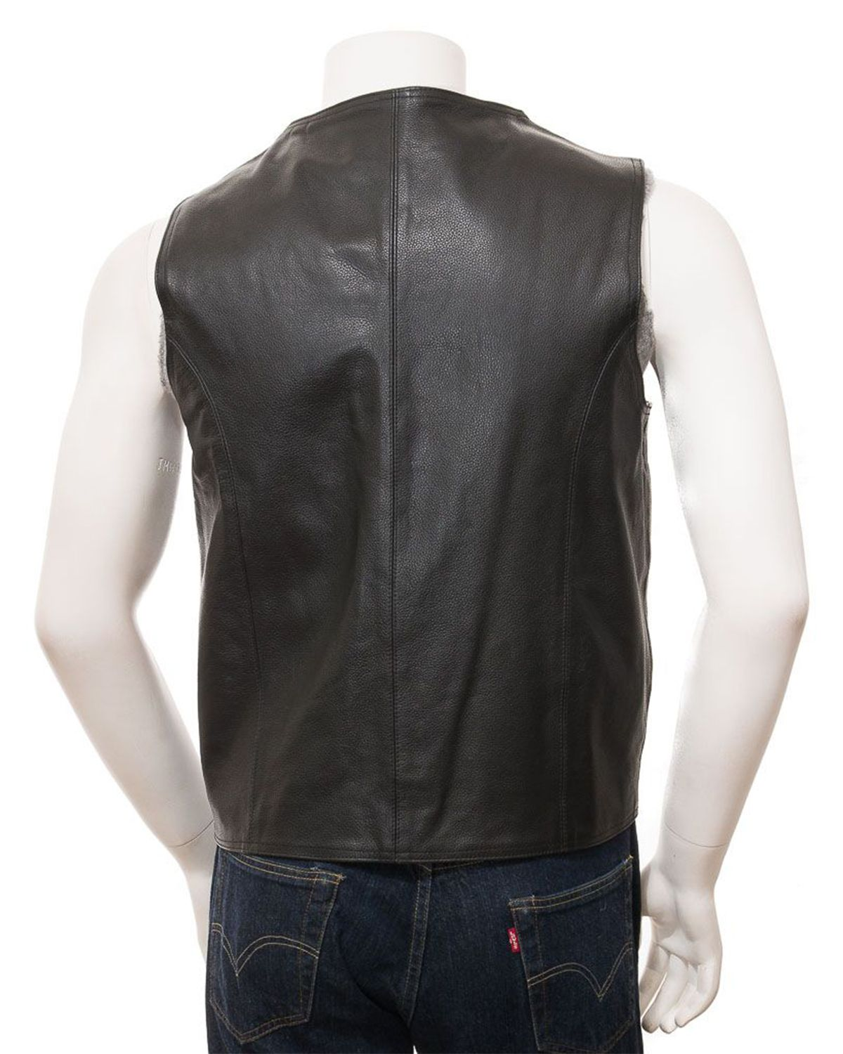 MotorCycleJackets Men's Black Real Leather Vest