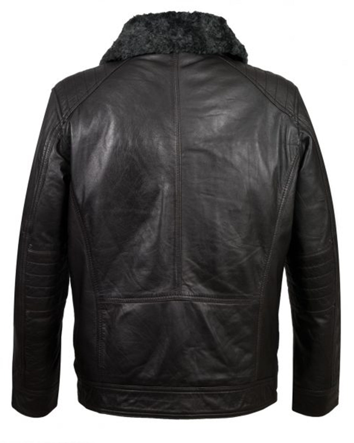 MotorCycleJackets Black Fur Jacket For Mens