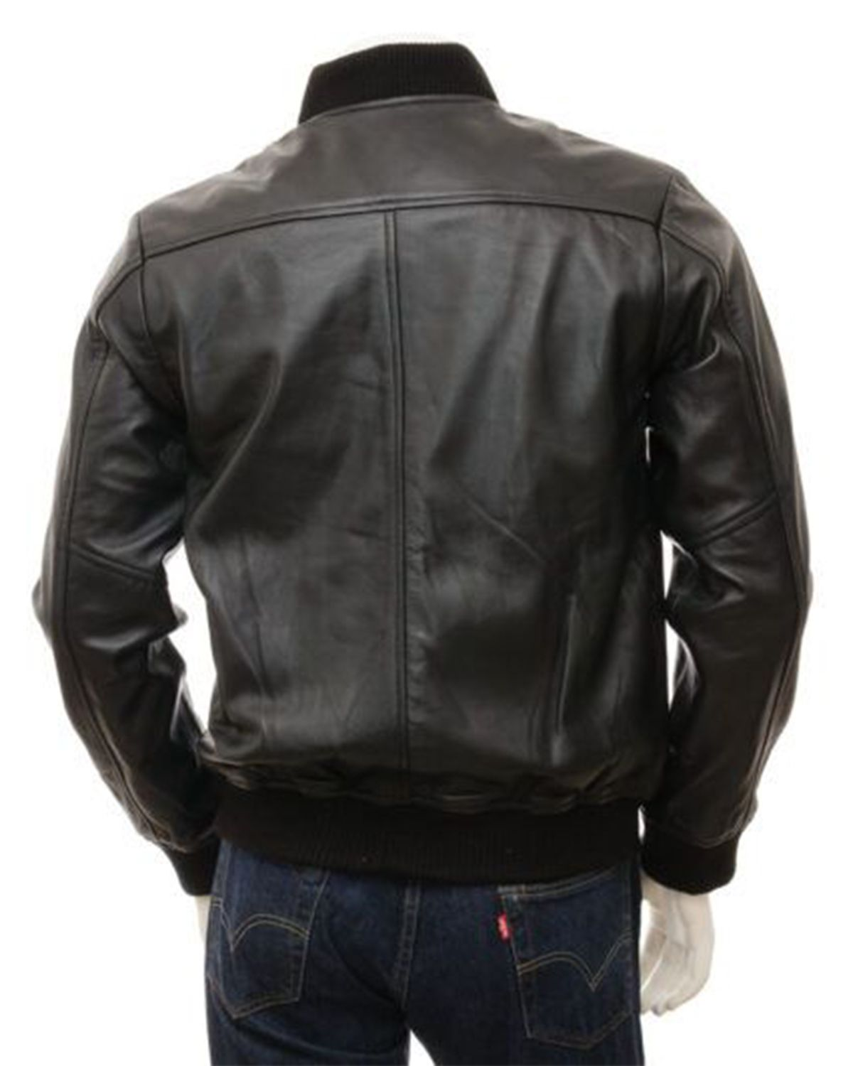MotorCycleJackets Men's Black Classic Leather Bomber Jacket