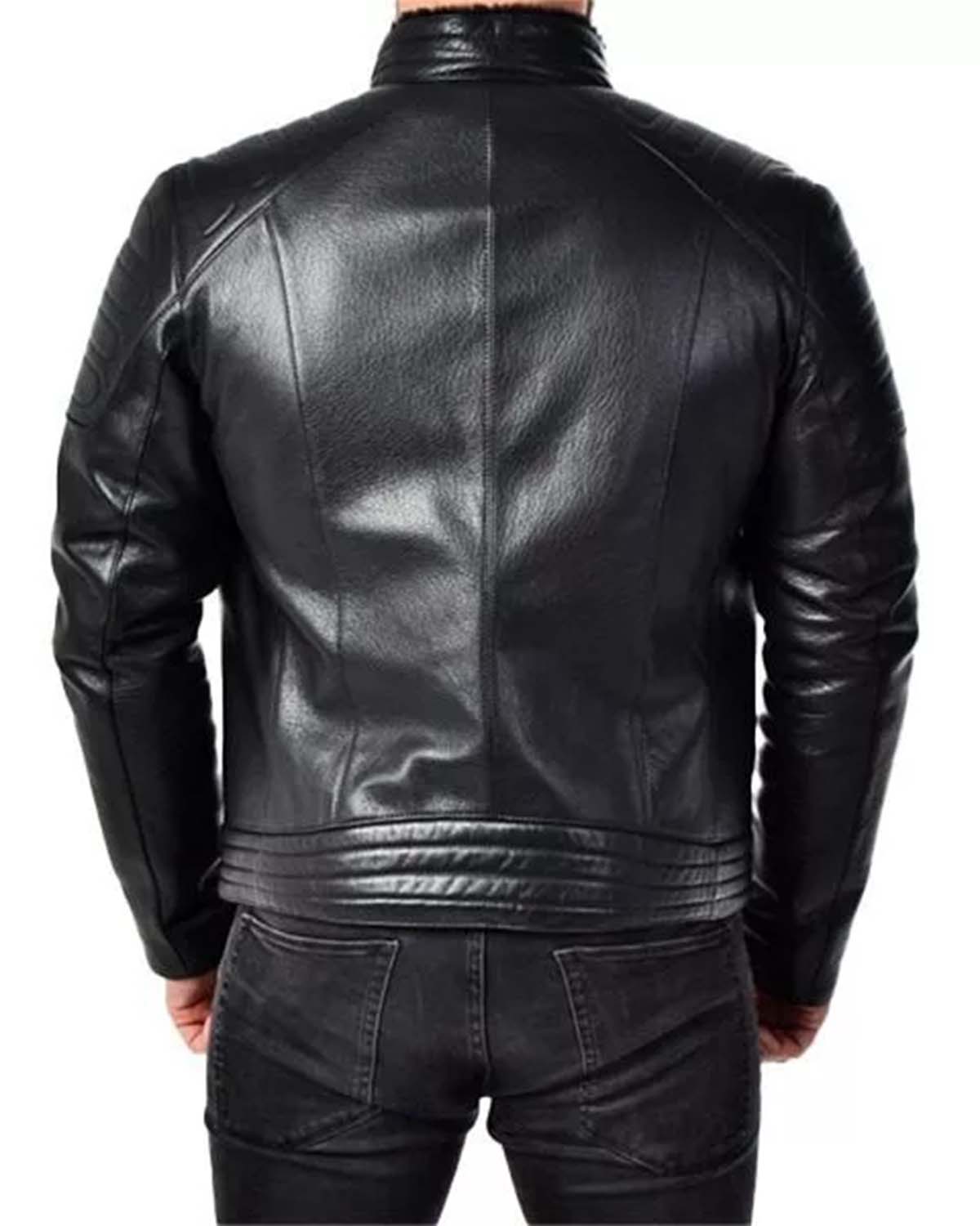 Slim Fit Black Men Leather Biker Jacket