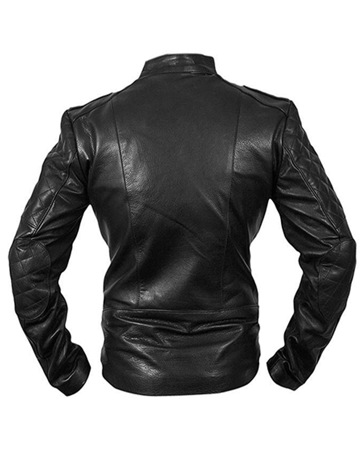 Biker Mens Motorcycle Cafe Racer Black Quilted Leather Jacket