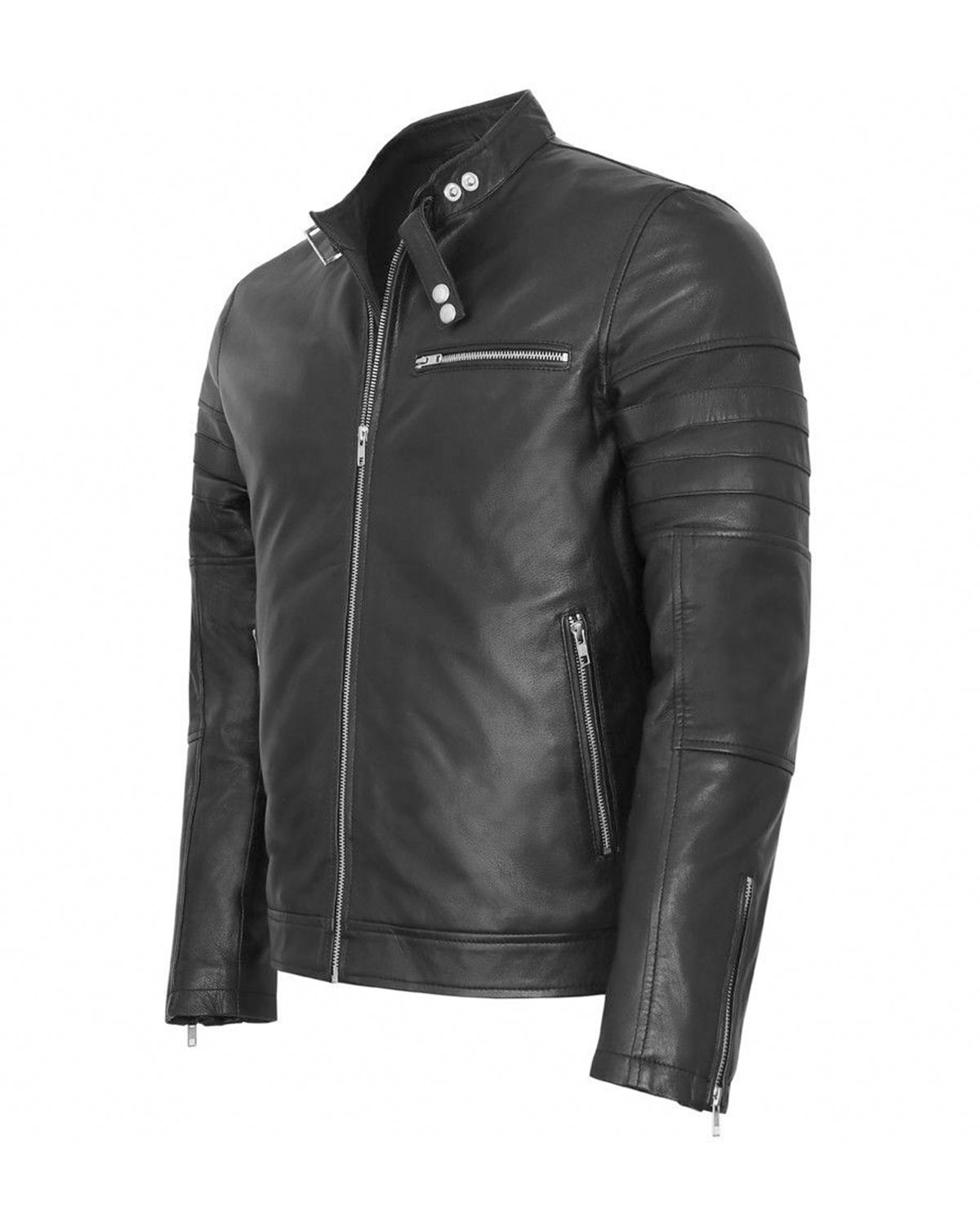 Men's Stylish Black Biker Fashion Real Leather Jacket