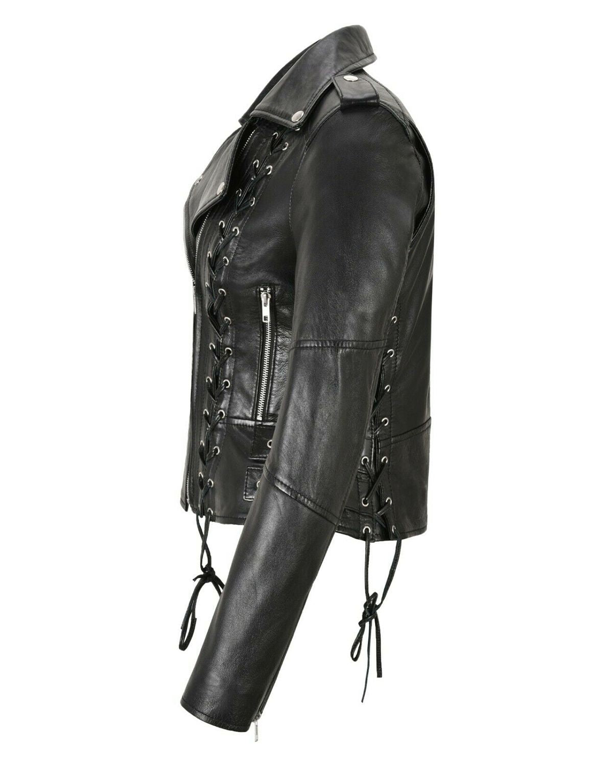 Stylish Side Laced Women's Slim Fit Biker Jacket