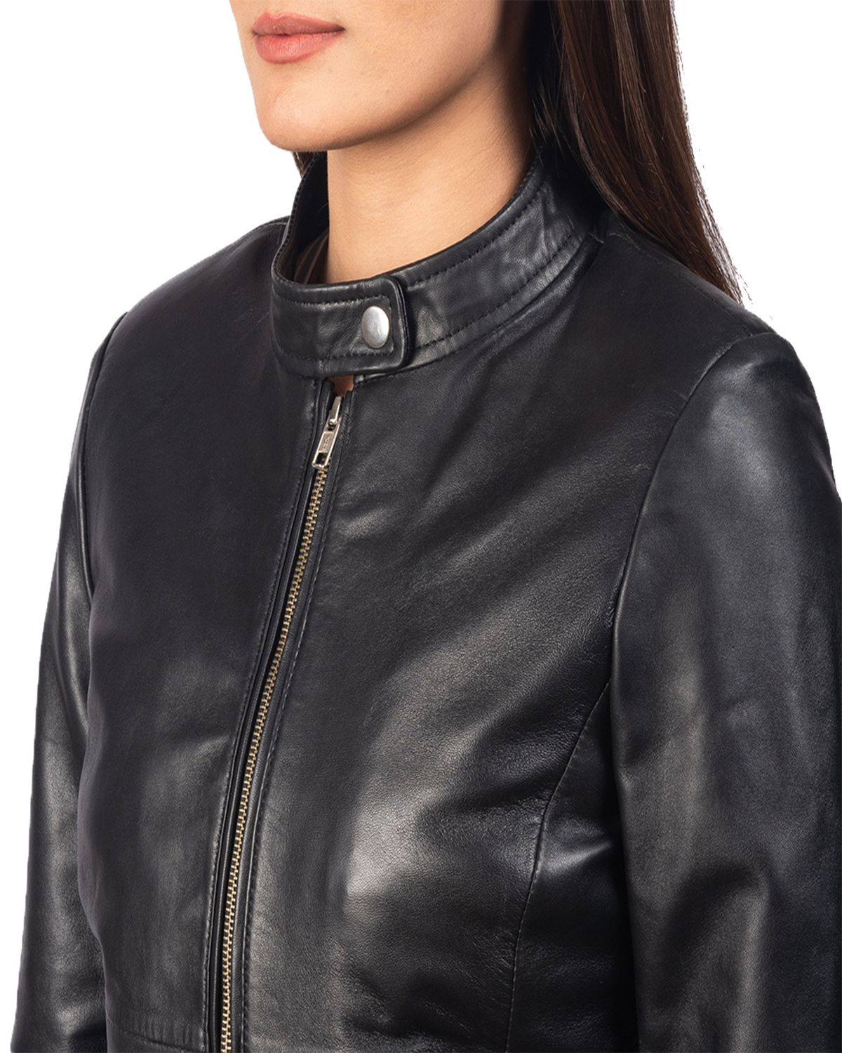 Women's Plain Biker Leather Jacket