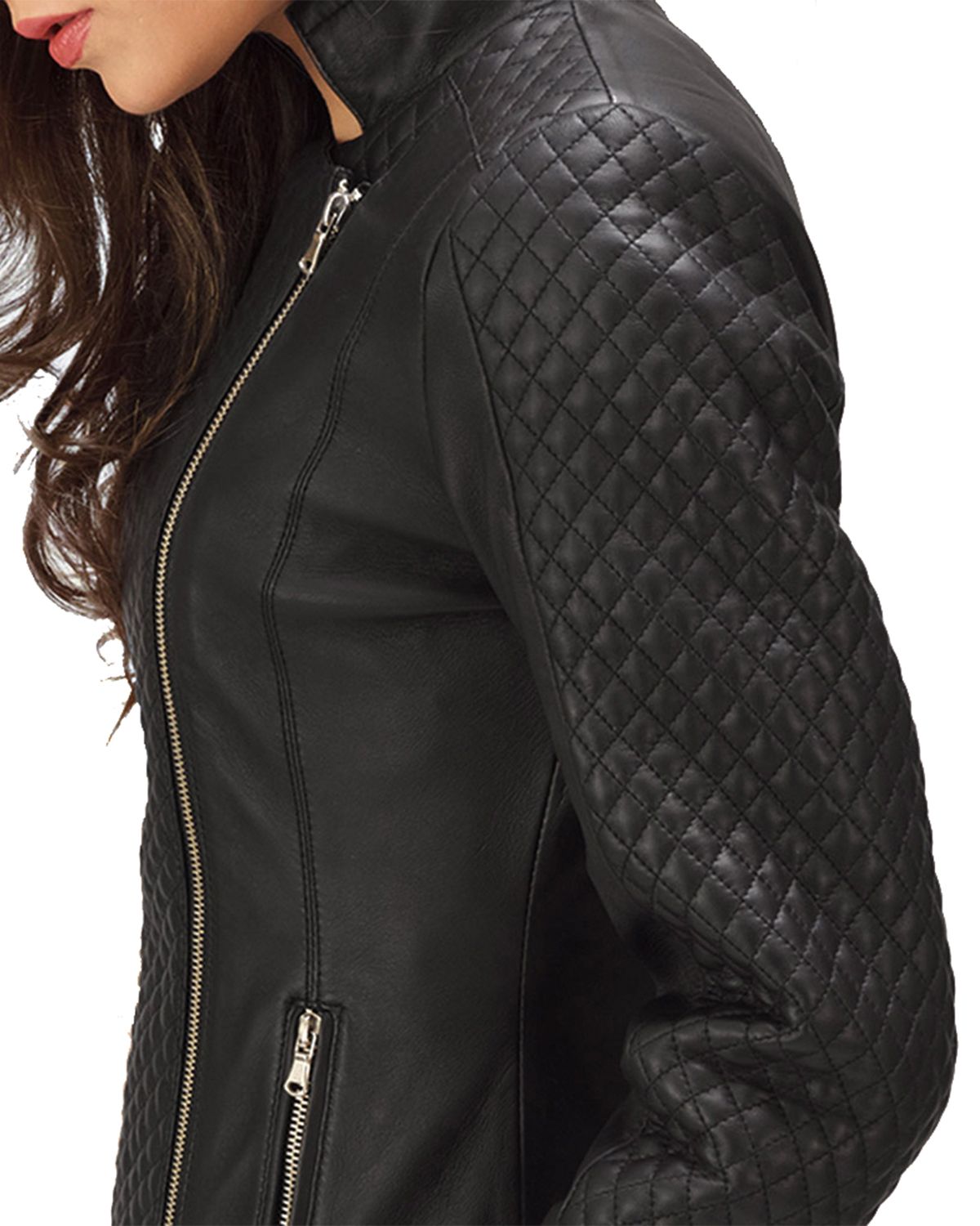 MotorCycleJackets Women's Quilted Black Leather Jacket