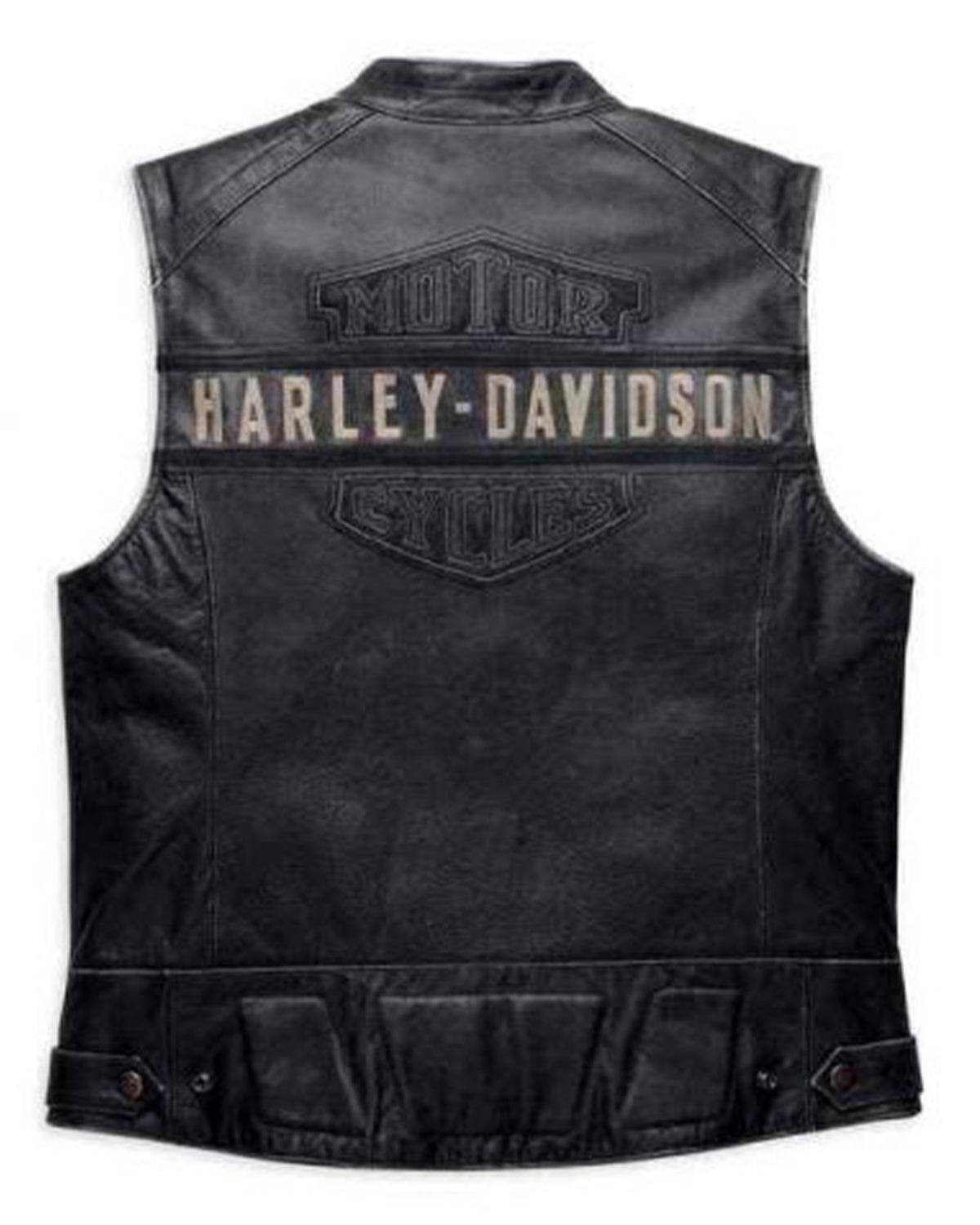 MotorCycleJackets Harley Davidson Mens Embroidered Passing Link Leather Vest