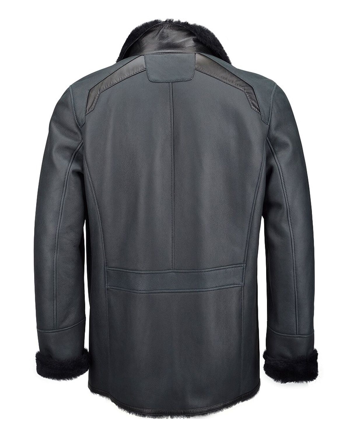 MotorCycleJackets Single Breasted Men's Blue Sheepskin Leather Coat