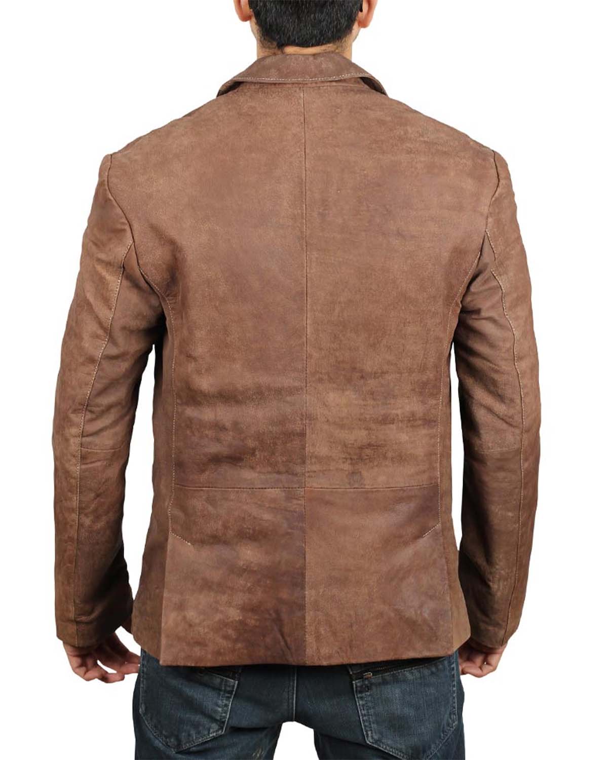 MotorCycleJackets Mens Brown Leather Blazer Jacket