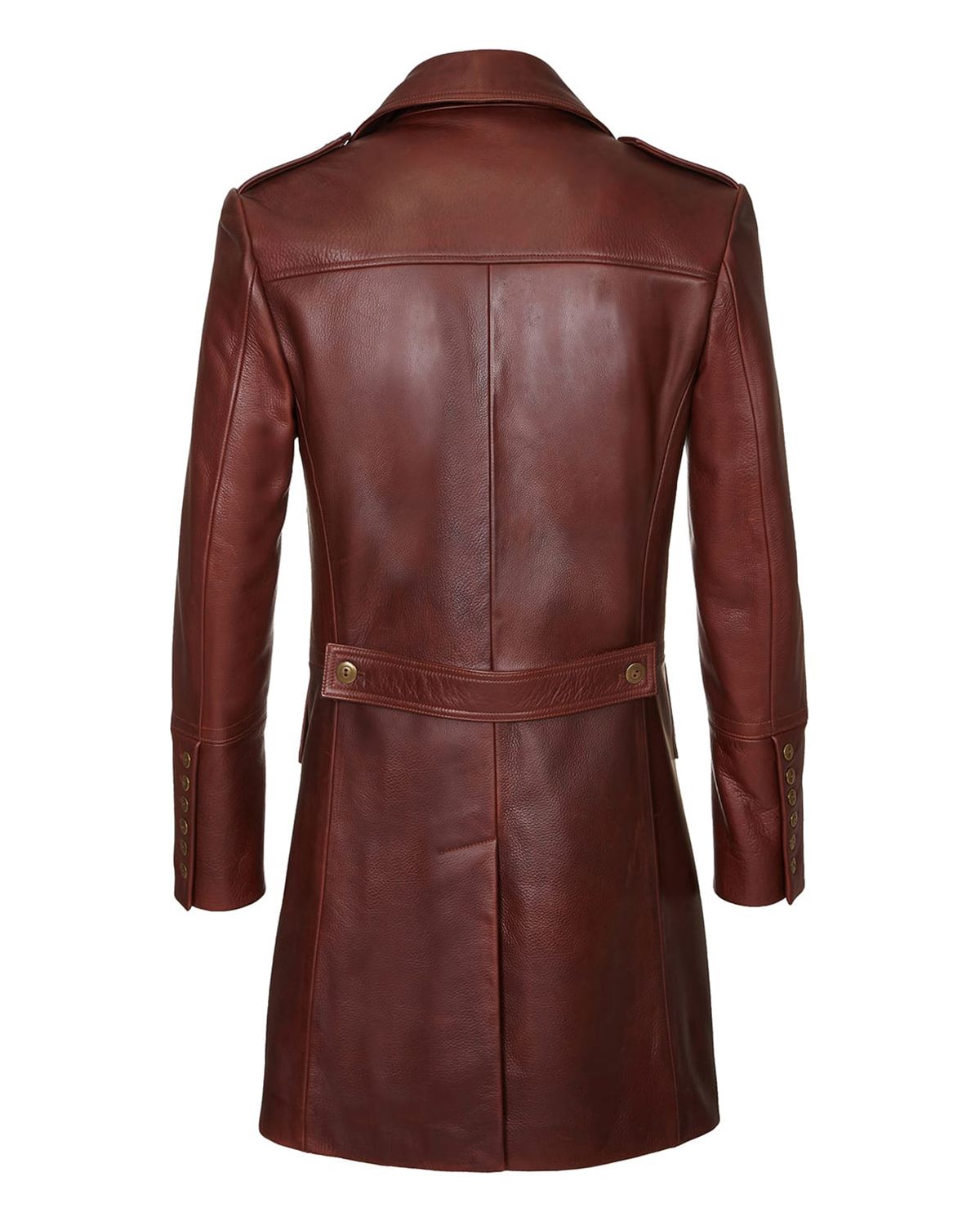 MotorCycleJackets Men's Military Style Dark Brown Real Sheepskin Leather Coat