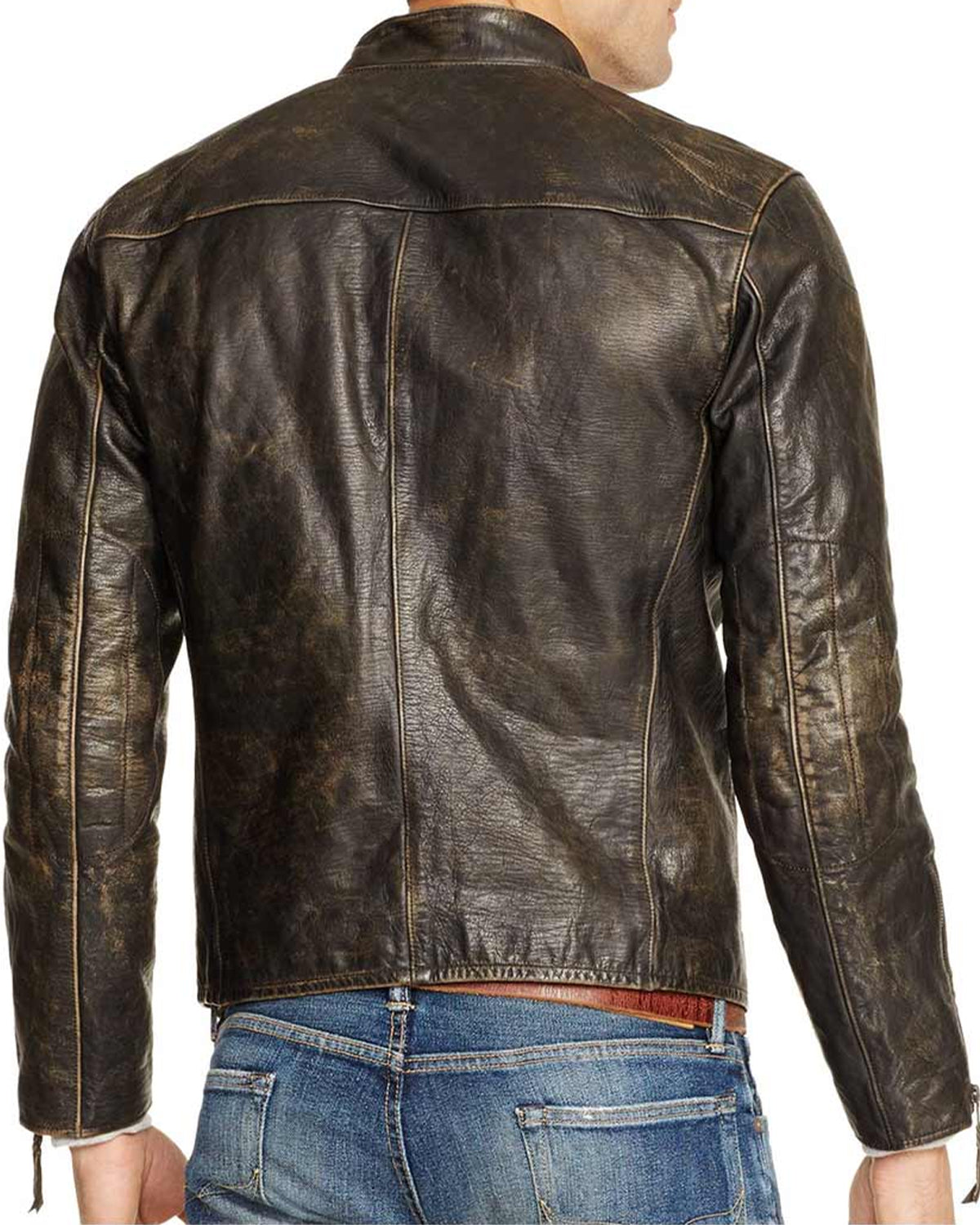 MotorCycleJackets Mens Motorcycle Distressed Brown Leather Jacket