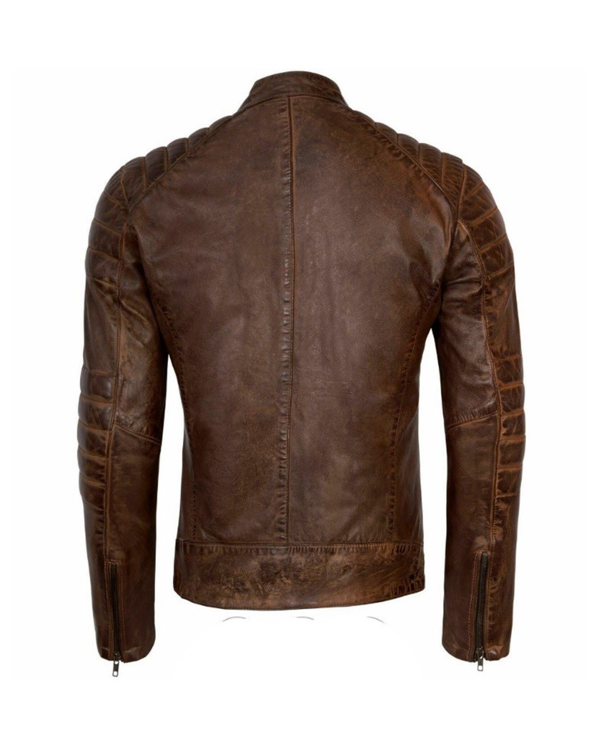 MotorCycleJackets Men's Vintage Brown Cafe Racer Leather Jacket
