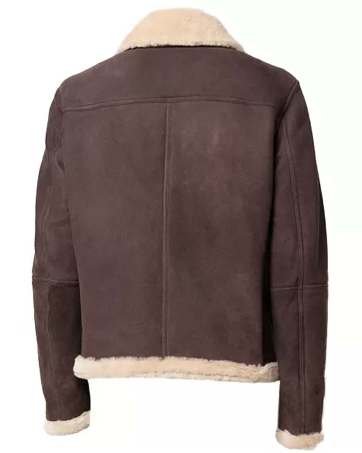 MotorCycleJackets Mens Brown Suede Jacket With Sherpa Collar