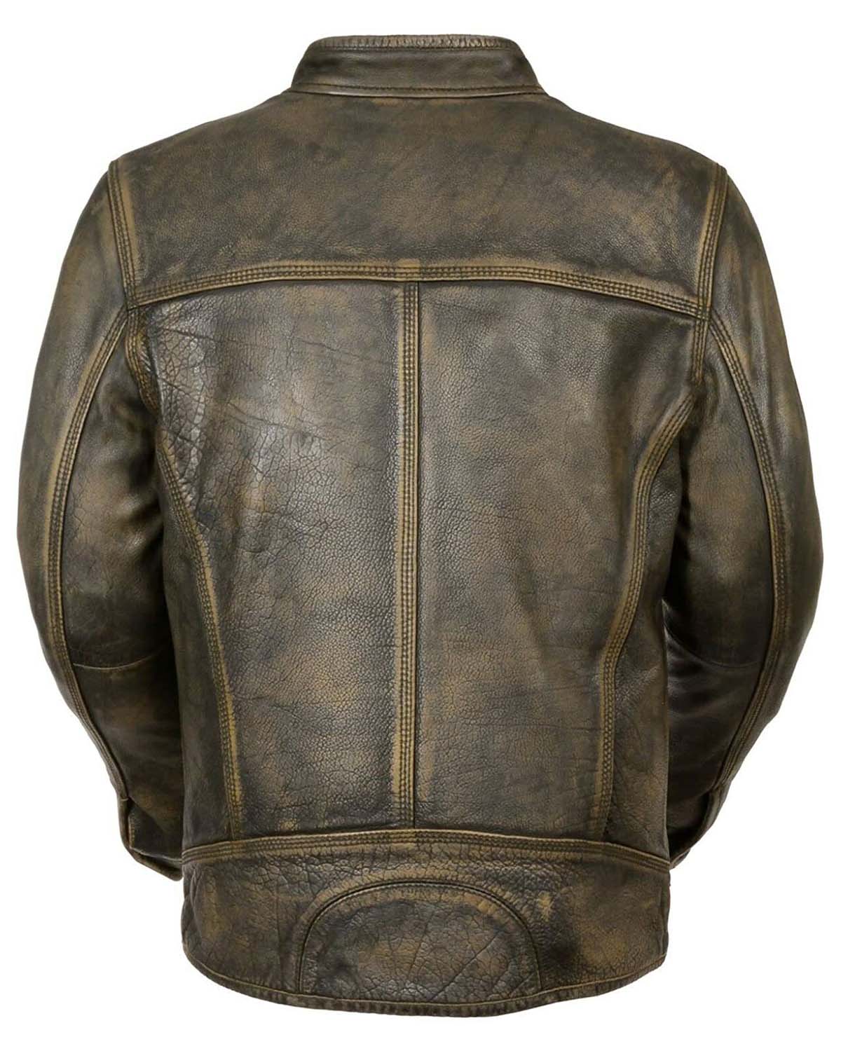 MotorCycleJackets Mens Brown Cafe Racer Distressed Leather Jacket