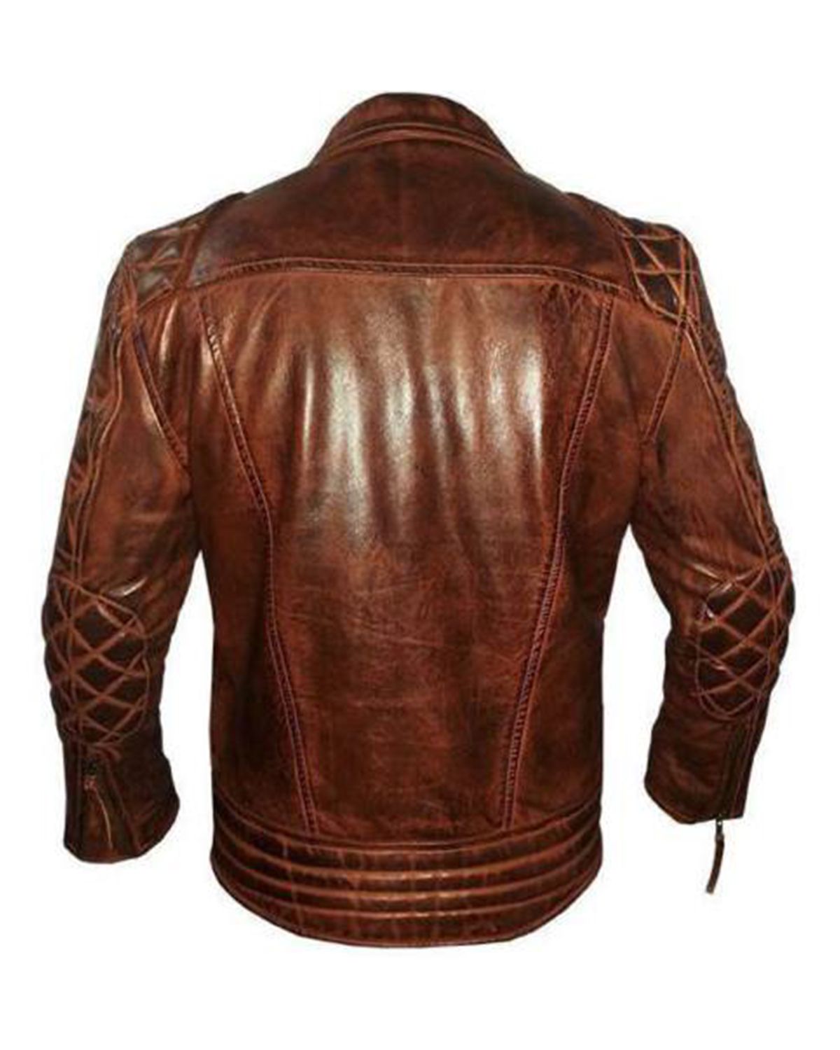 Women's Quilted Brown Biker Real Leather Jacket