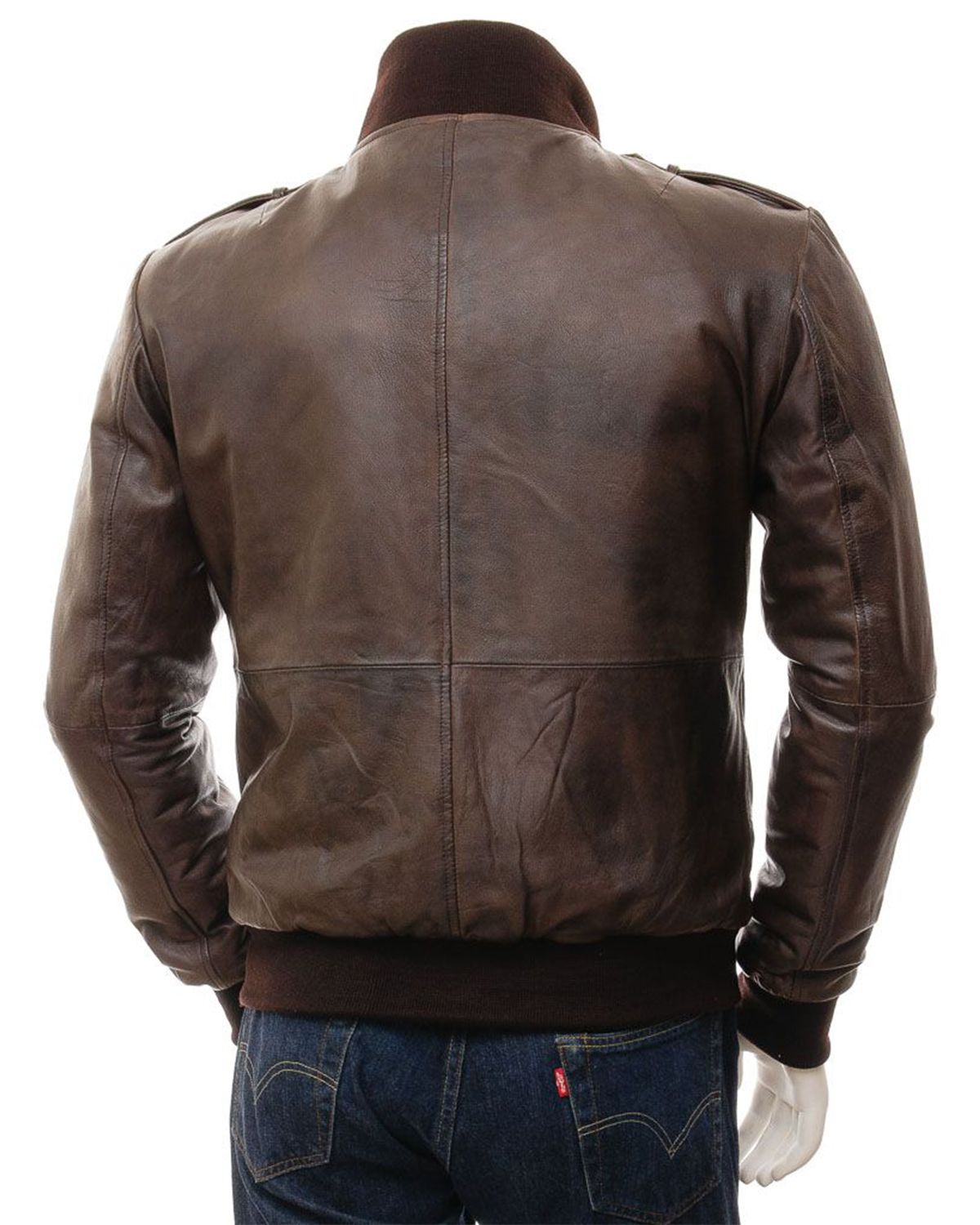 MotorCycleJackets Men's Epaulettes Shoulder Stylish Bomber Leather Jacket