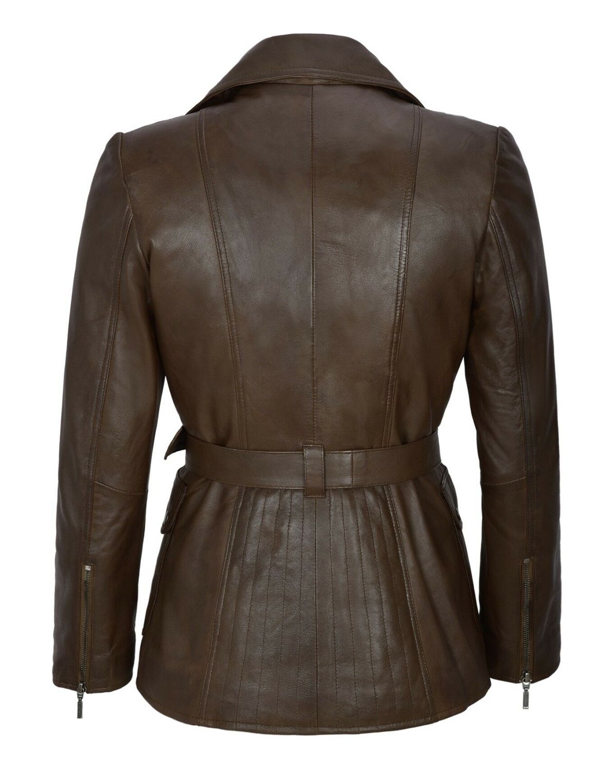 MotorCycleJackets Women's Classic Mid Length Brown Trench Coat