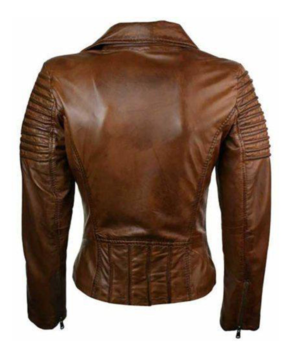 Women's Brown Brando Biker Real Leather Jacket