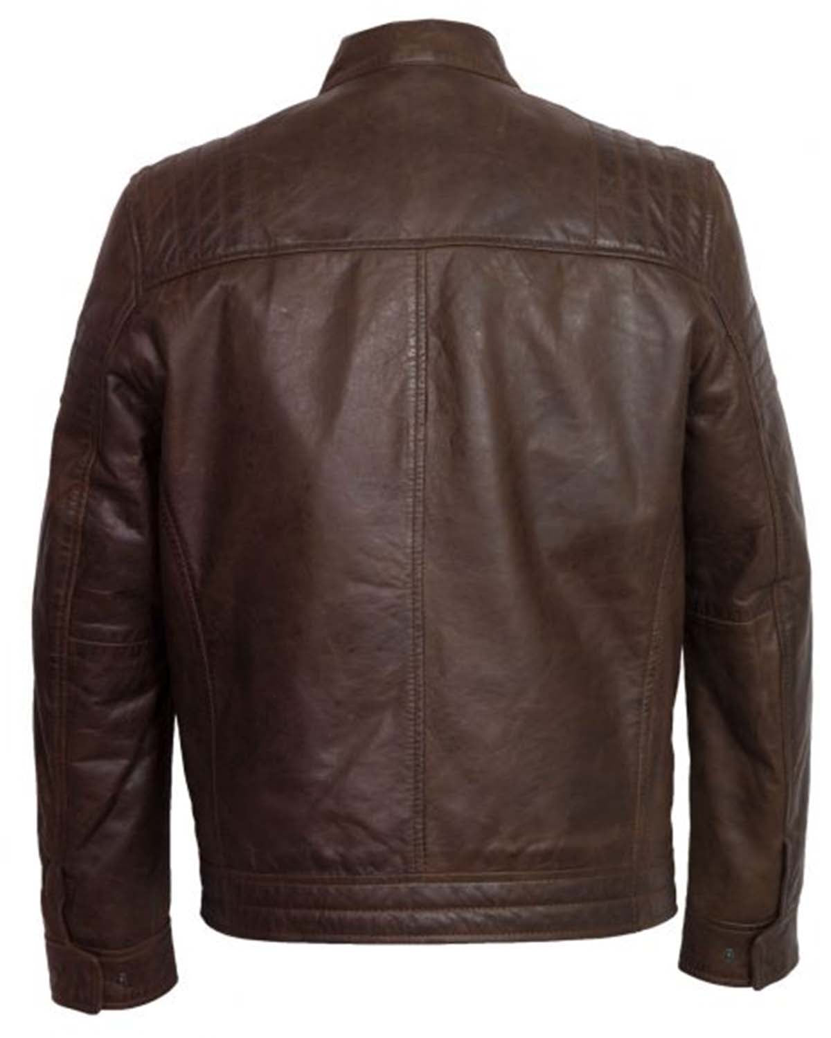 MotorCycleJackets Mens Motorcycle Racer Brown Leather Jacket