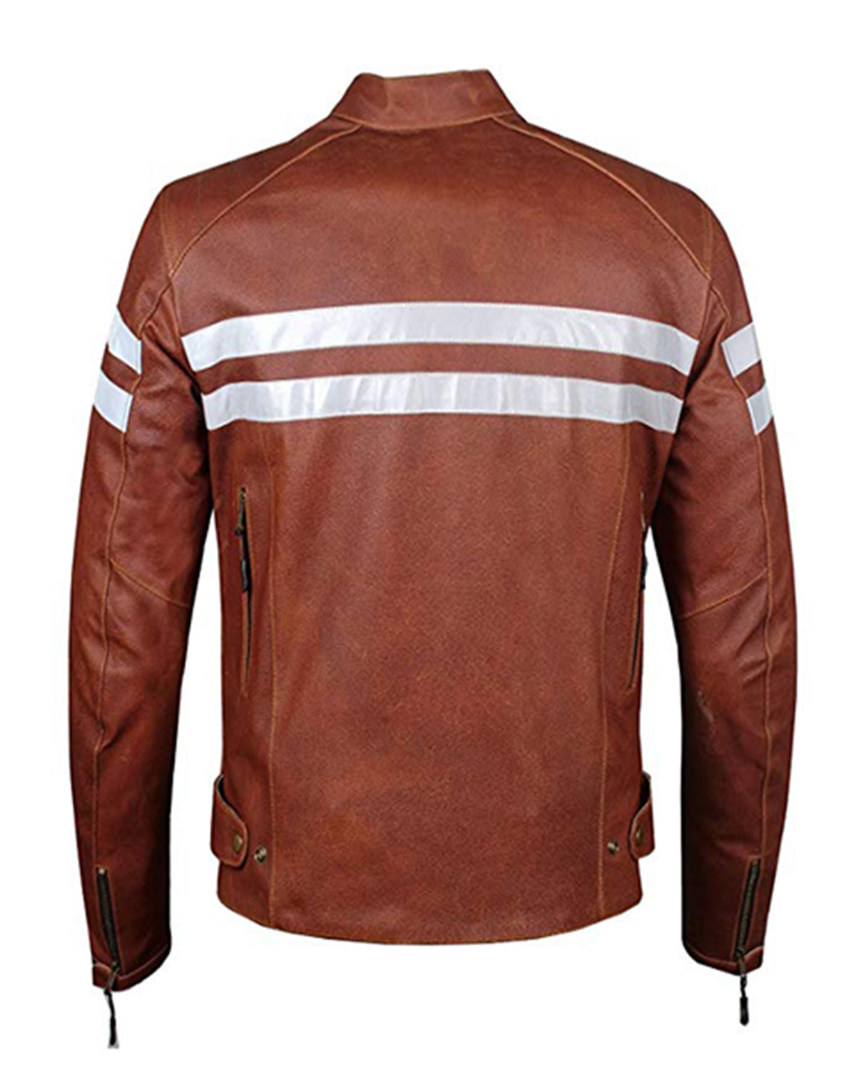 Brown Motorcycle Biker Vintage Leather Jacket For Mens
